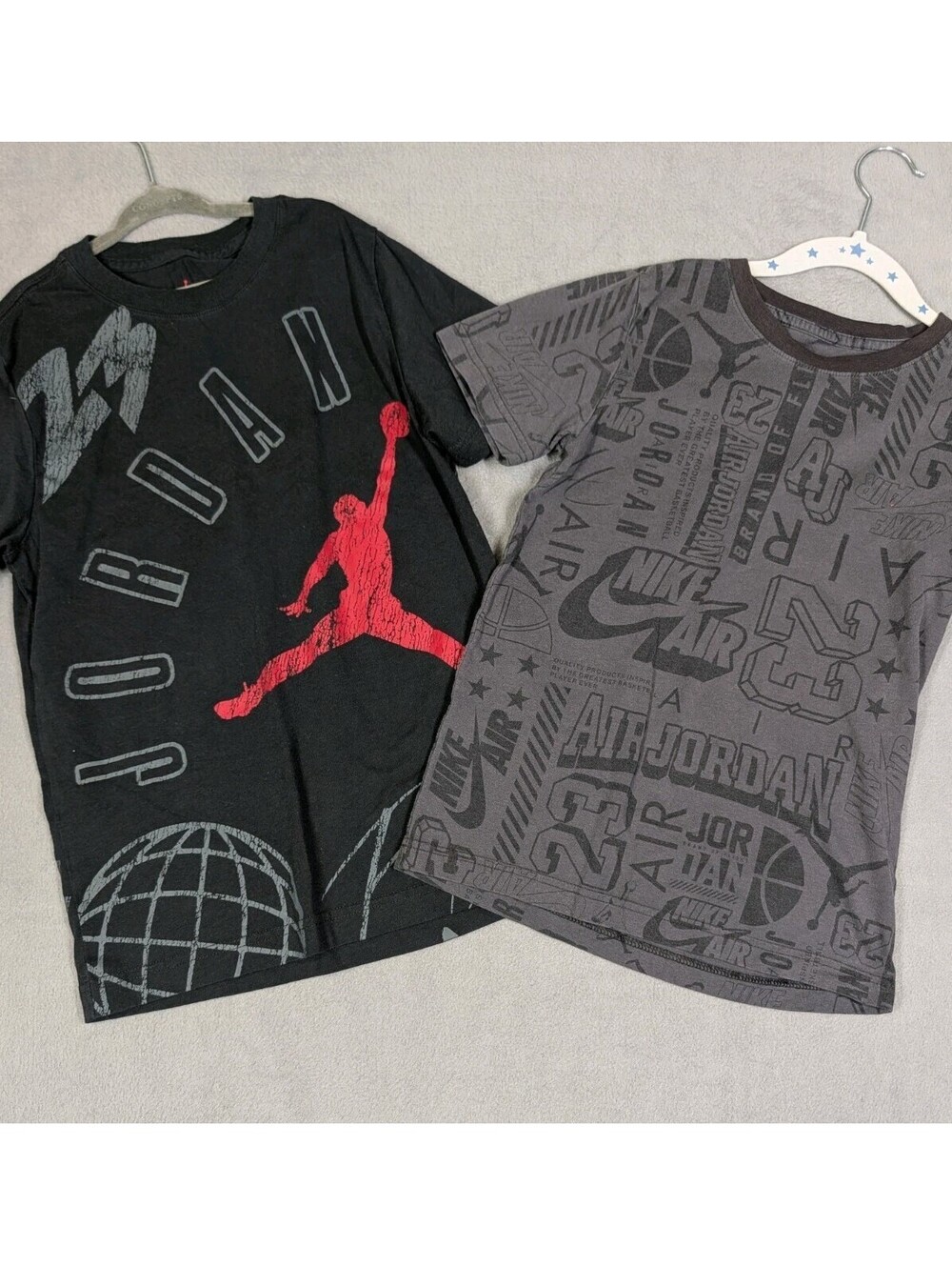 Jordan Boys Small 8/10 Black Gray Jumpman Air Jordan Graphic T Shirts Lot Of Two